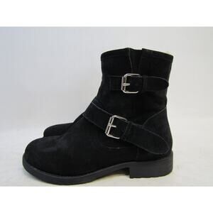 Steve Madden Womens Size 8.5 M Black Suede Buckle Zip Ankle Fashion Boots Bootie